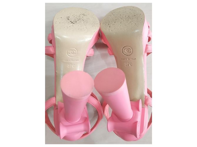 Chanel Sandali platform Parthenon in pelle di capra rosa - vista 11