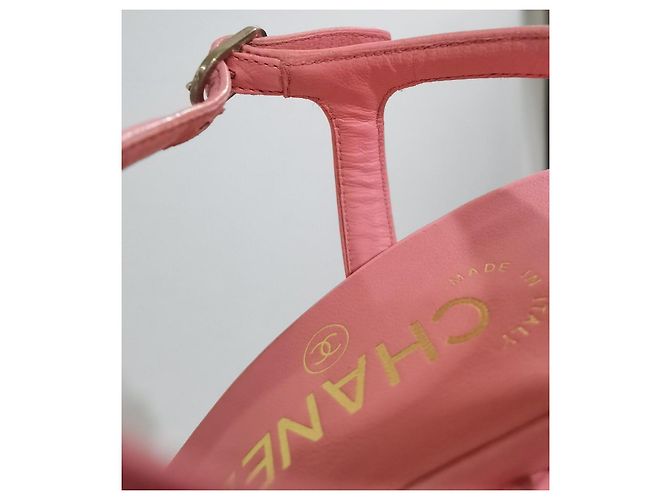 Chanel Sandali platform Parthenon in pelle di capra rosa - vista 15
