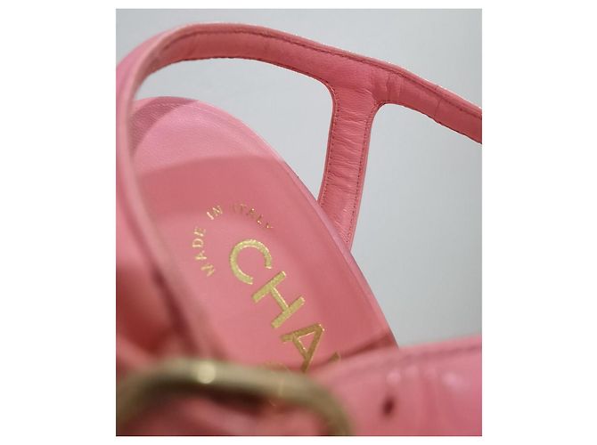 Chanel Sandali platform Parthenon in pelle di capra rosa - vista 16