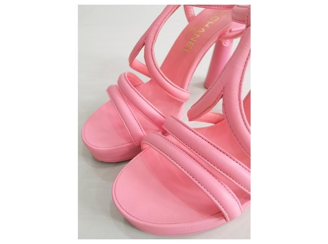Chanel Sandali platform Parthenon in pelle di capra rosa - vista 4