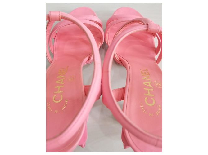 Chanel Sandali platform Parthenon in pelle di capra rosa - vista 8