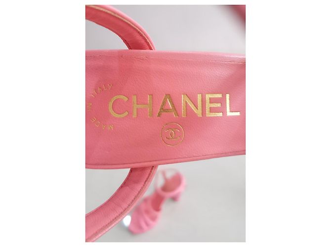 Chanel Sandali platform Parthenon in pelle di capra rosa - vista 9