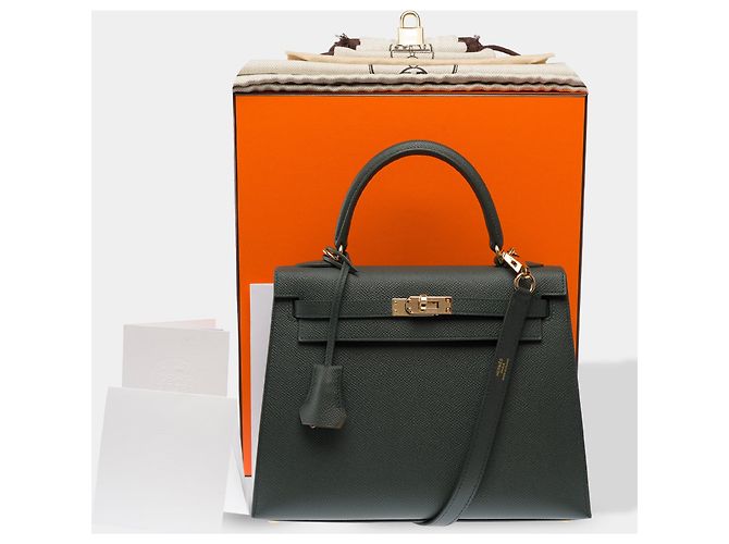 Hermès Borsa HERMES Kelly 25 in Pelle Verde - 103894 - vista 2