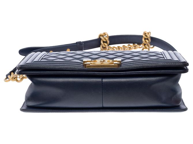 Borsa CHANEL Boy in Pelle Blu Navy - 103911 - vista 10