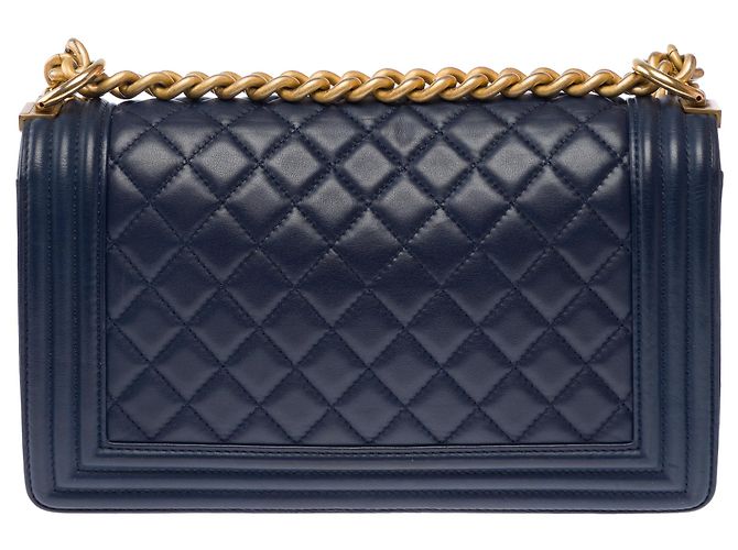 Borsa CHANEL Boy in Pelle Blu Navy - 103911 - vista 3