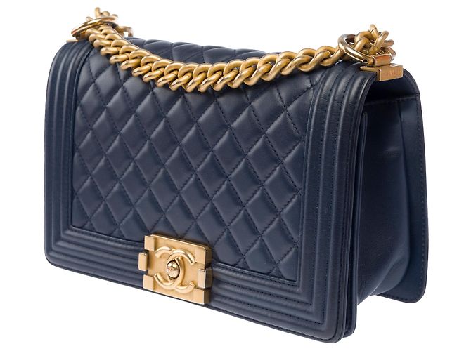 Borsa CHANEL Boy in Pelle Blu Navy - 103911 - vista 4