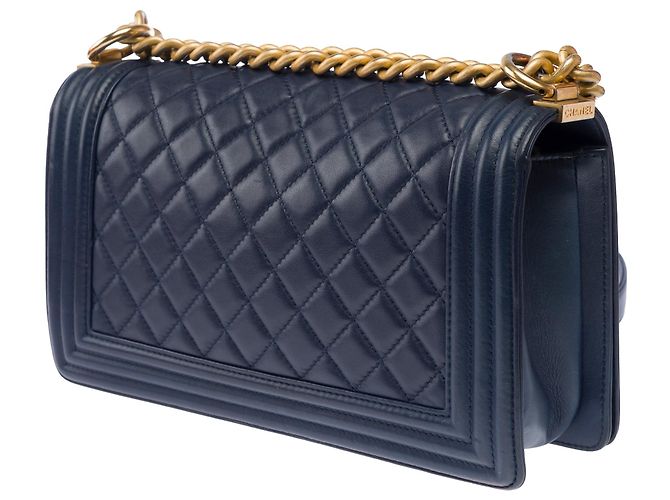 Borsa CHANEL Boy in Pelle Blu Navy - 103911 - vista 5
