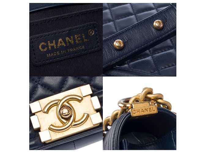 Borsa CHANEL Boy in Pelle Blu Navy - 103911 - vista 6