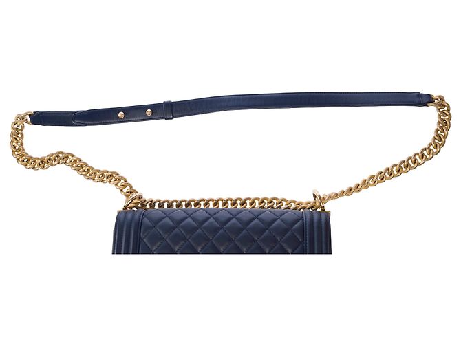 Borsa CHANEL Boy in Pelle Blu Navy - 103911 - vista 9