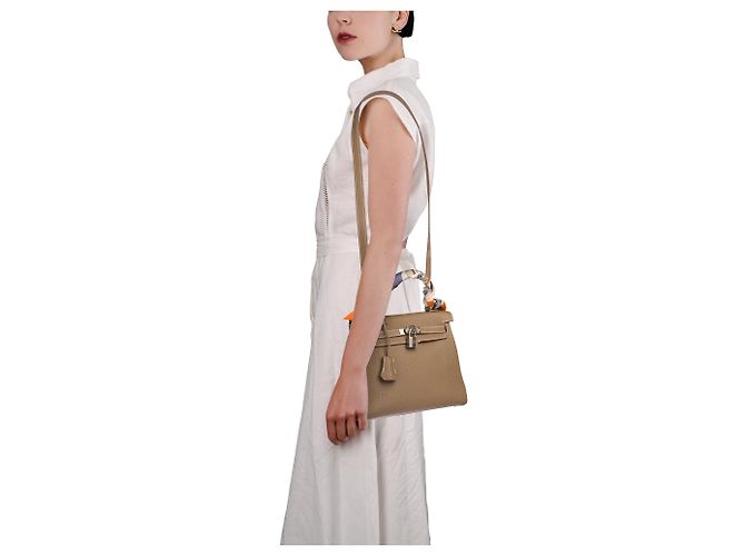 Hermès Borsa HERMES Kelly 25 in Pelle Étoupe - 103914 Taupe - vista 13