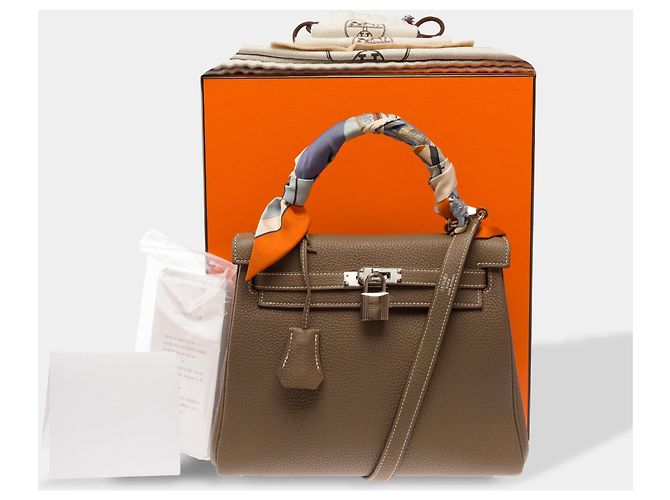 Hermès Borsa HERMES Kelly 25 in Pelle Étoupe - 103914 Taupe - vista 2