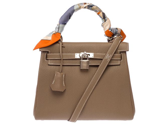 Hermès Borsa HERMES Kelly 25 in Pelle Étoupe - 103914 Taupe - vista 3