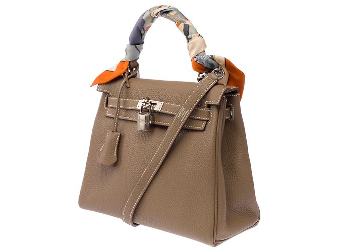 Hermès Borsa HERMES Kelly 25 in Pelle Étoupe - 103914 Taupe - vista 5
