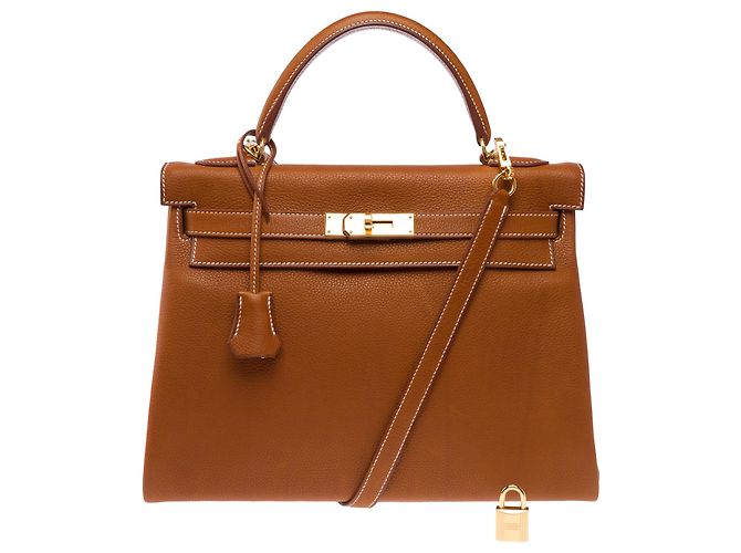 Hermès Borsa HERMES Kelly 32 in Pelle Dorata - 103915 D'oro - vista 2