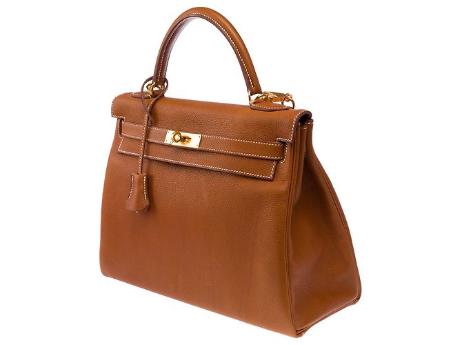 Hermès Borsa HERMES Kelly 32 in Pelle Dorata - 103915 D'oro - vista 4