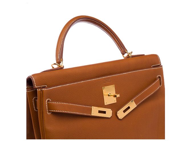 Hermès Borsa HERMES Kelly 32 in Pelle Dorata - 103915 D'oro - vista 6