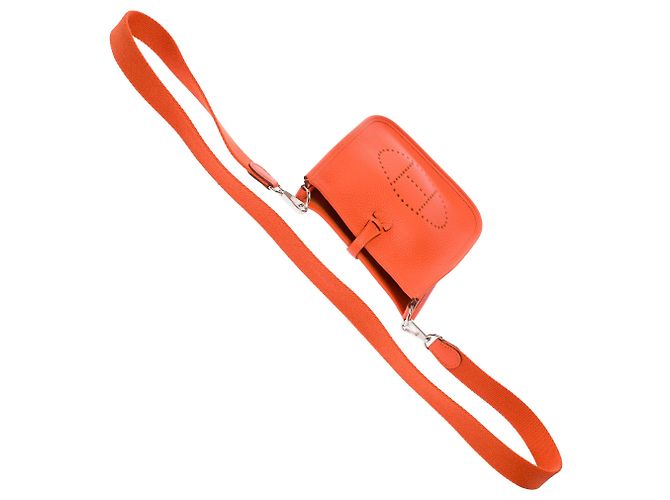 Hermès Borsa HERMES Mini Evelyne in Pelle Arancione - 103912 - vista 10