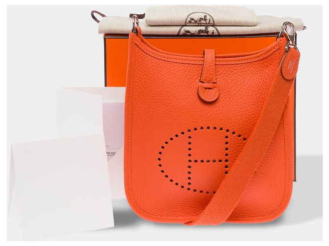 Hermès Borsa HERMES Mini Evelyne in Pelle Arancione - 103912 - vista 2