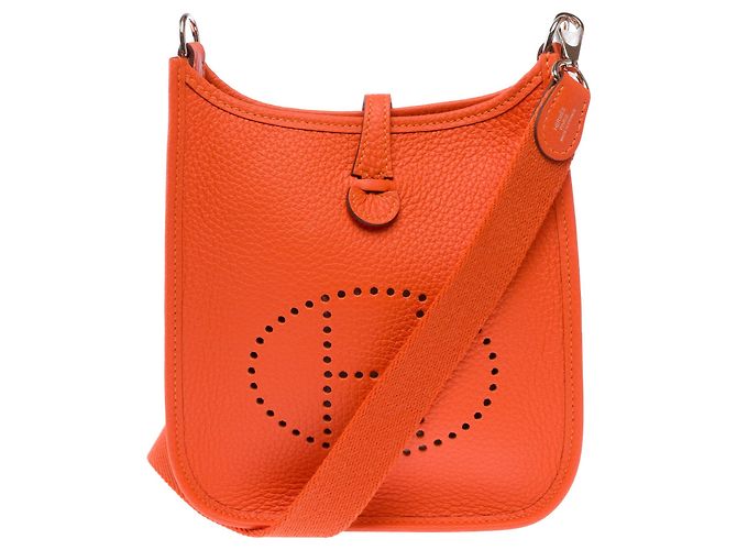 Hermès Borsa HERMES Mini Evelyne in Pelle Arancione - 103912 - vista 3