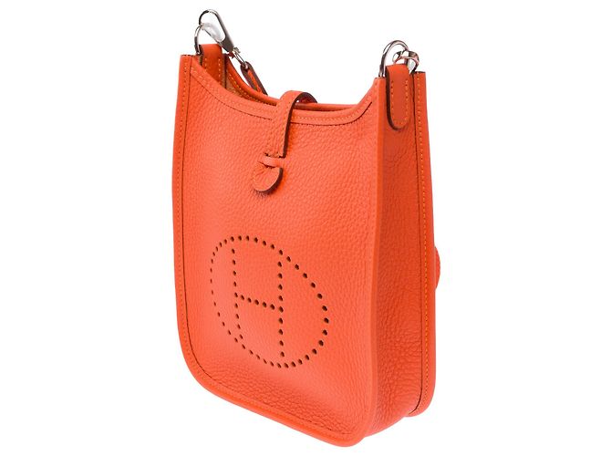 Hermès Borsa HERMES Mini Evelyne in Pelle Arancione - 103912 - vista 5