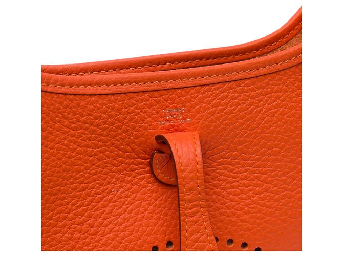 Hermès Borsa HERMES Mini Evelyne in Pelle Arancione - 103912 - vista 7