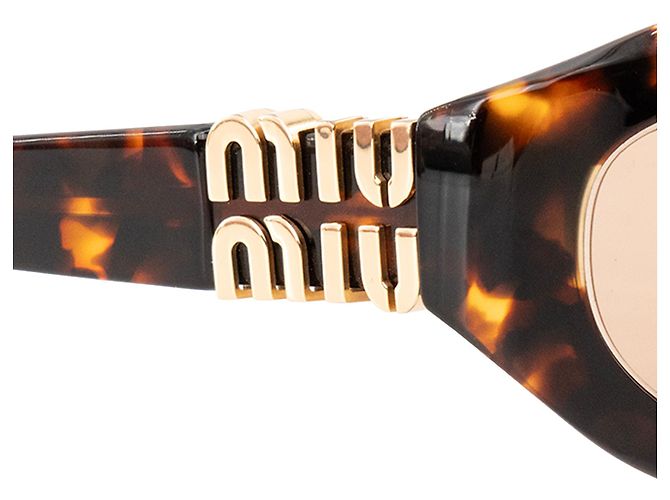 MIU MIU - Occhiali da sole Miu Miu in acetato e tartarugato marrone - vista 3