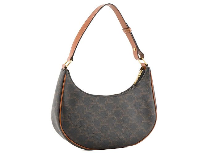 Céline CELINE - Borsa a tracolla Ava in tela rivestita monogramma Triomphe marrone - vista 2