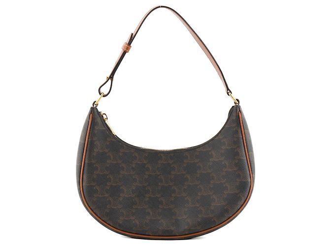 Céline CELINE - Borsa a tracolla Ava in tela rivestita monogramma Triomphe marrone - vista 3