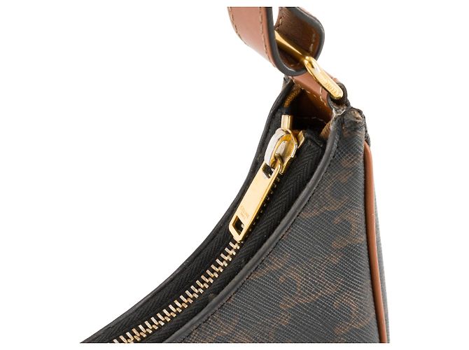 Céline CELINE - Borsa a tracolla Ava in tela rivestita monogramma Triomphe marrone - vista 4