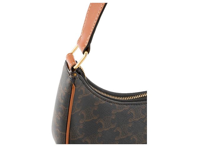 Céline CELINE - Borsa a tracolla Ava in tela rivestita monogramma Triomphe marrone - vista 5