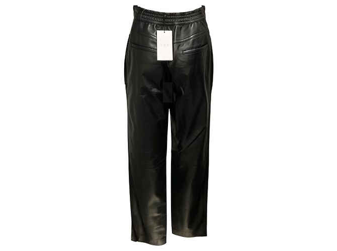 Pantalones Piper de piel de cordero negra Iro Negro - vista 3