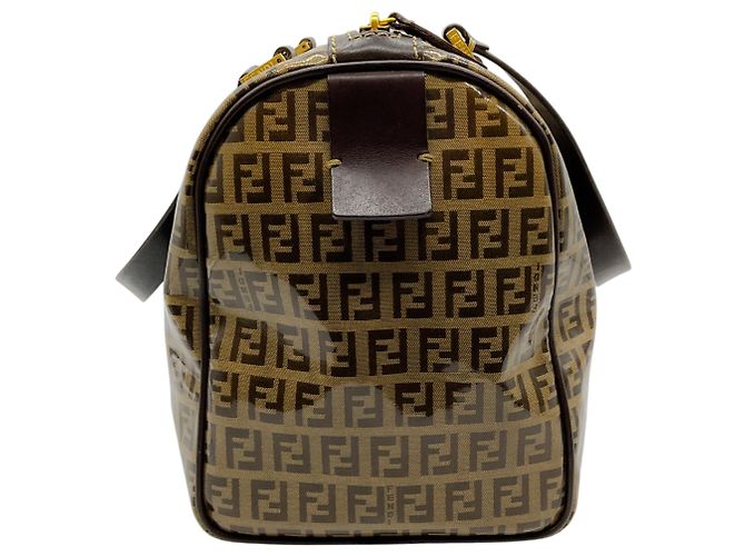 Borsa Boston Fendi Zucchino Crystal Marrone - vista 2