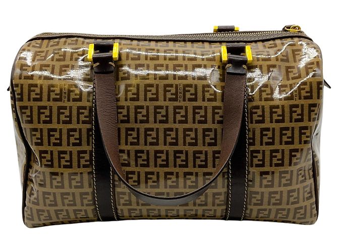 Borsa Boston Fendi Zucchino Crystal Marrone - vista 3