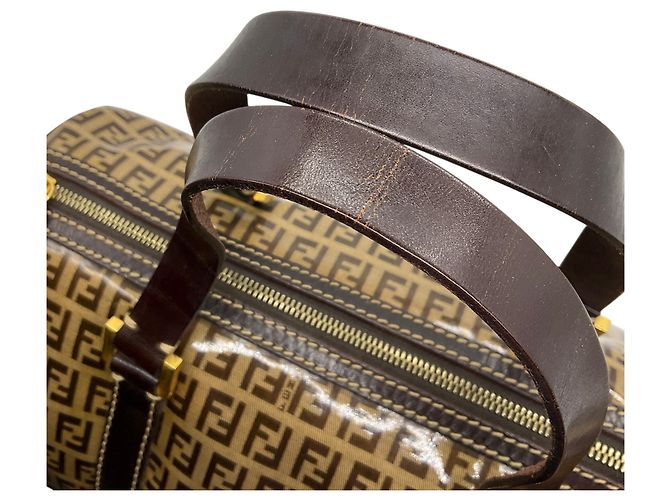 Borsa Boston Fendi Zucchino Crystal Marrone - vista 4