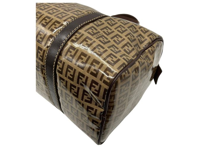 Borsa Boston Fendi Zucchino Crystal Marrone - vista 5