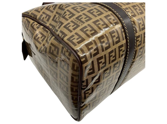 Borsa Boston Fendi Zucchino Crystal Marrone - vista 6