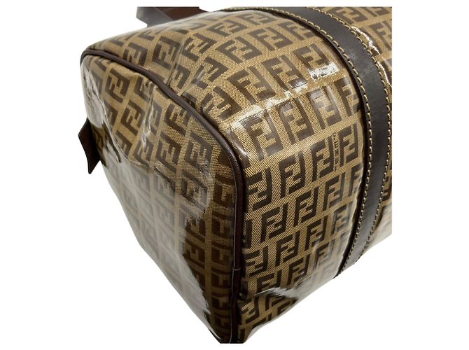 Borsa Boston Fendi Zucchino Crystal Marrone - vista 8