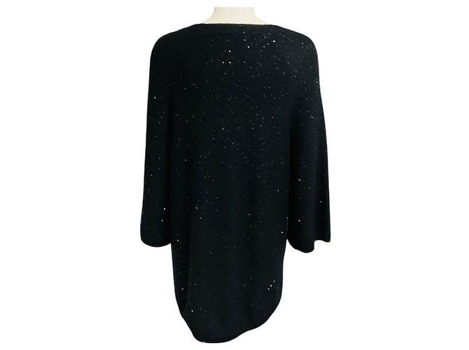 Brunello Cucinelli High Low Pullover aus Kaschmir- und Seidenstrick mit schwarzen Pailletten - Ansicht 3