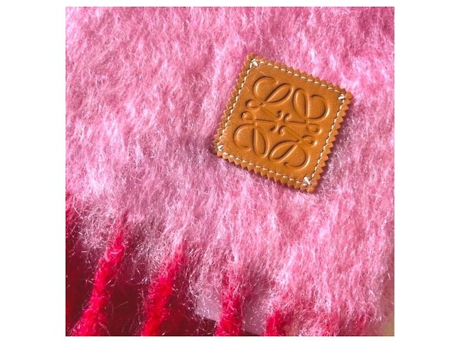 Loewe Wollschal rosa mit roten Fransen Pink - Ansicht 12