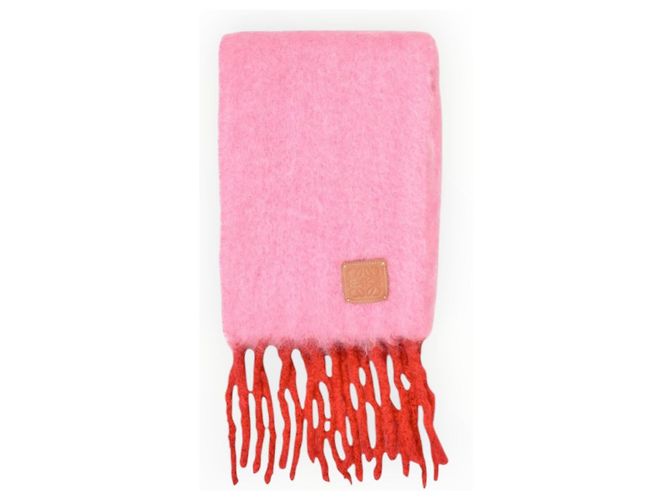 Loewe Wollschal rosa mit roten Fransen Pink - Ansicht 13