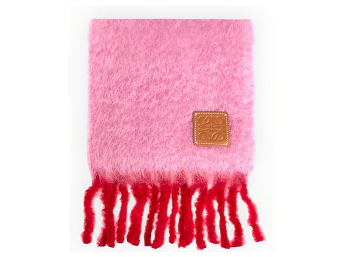 Loewe Wollschal rosa mit roten Fransen Pink - Ansicht 14