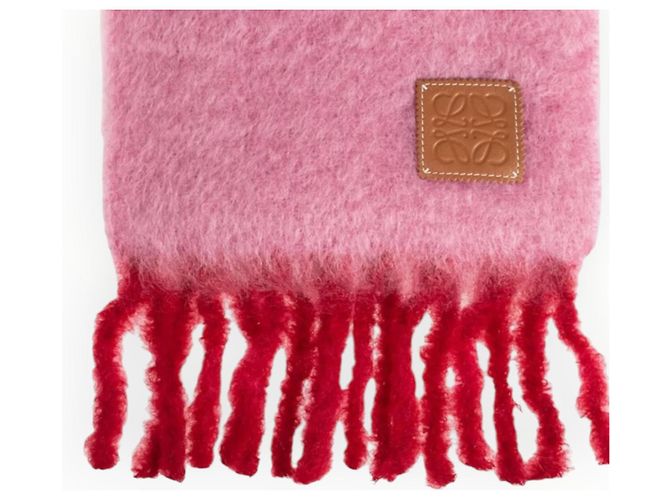 Loewe Wollschal rosa mit roten Fransen Pink - Ansicht 15