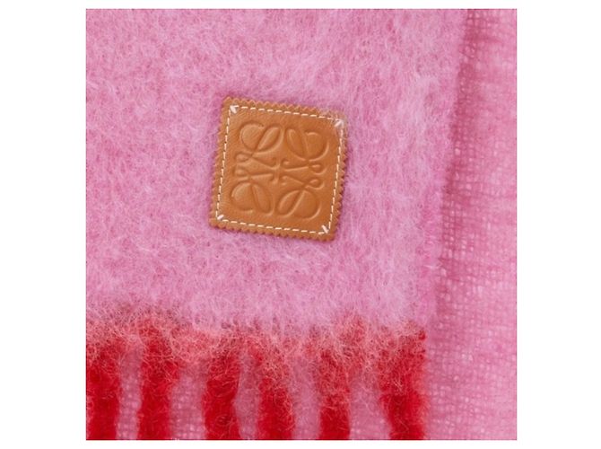 Loewe Wollschal rosa mit roten Fransen Pink - Ansicht 16