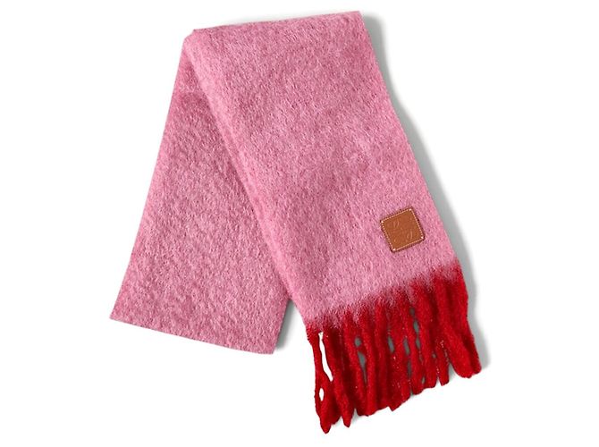 Loewe Wollschal rosa mit roten Fransen Pink - Ansicht 3