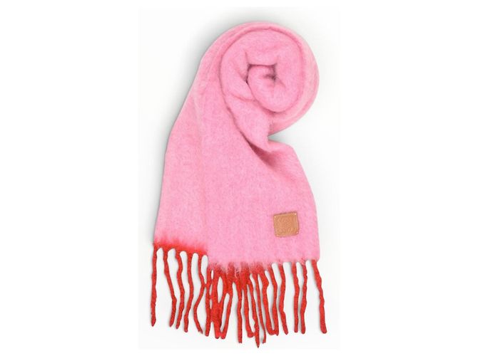 Loewe Wollschal rosa mit roten Fransen Pink - Ansicht 4