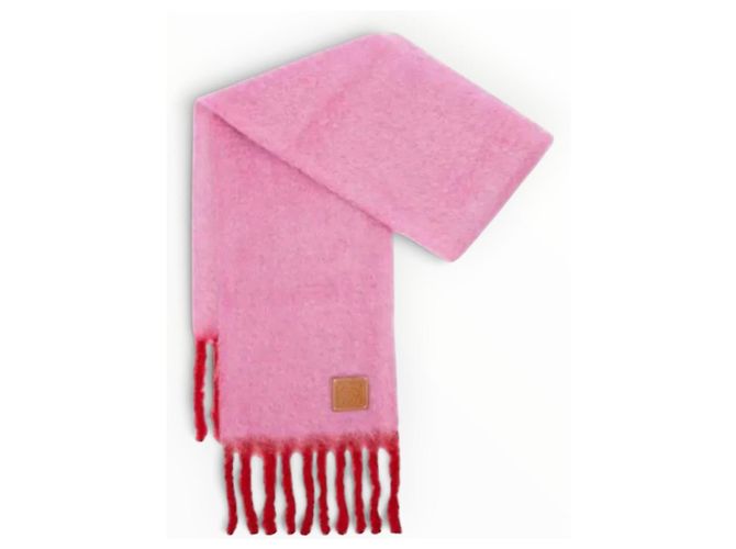 Loewe Wollschal rosa mit roten Fransen Pink - Ansicht 5