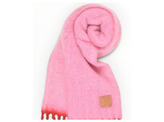 Loewe Wollschal rosa mit roten Fransen Pink - Ansicht 6