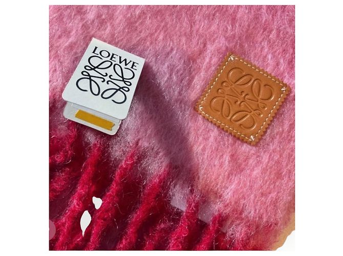 Loewe Wollschal rosa mit roten Fransen Pink - Ansicht 8