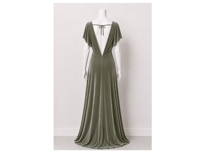 Autre Marque Jenny Yoo Collection Abito in Velluto Grigio - vista 4