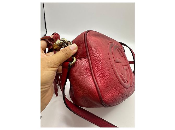 Borsa a tracolla Gucci Soho Disco in pelle rossa Rosso - vista 12